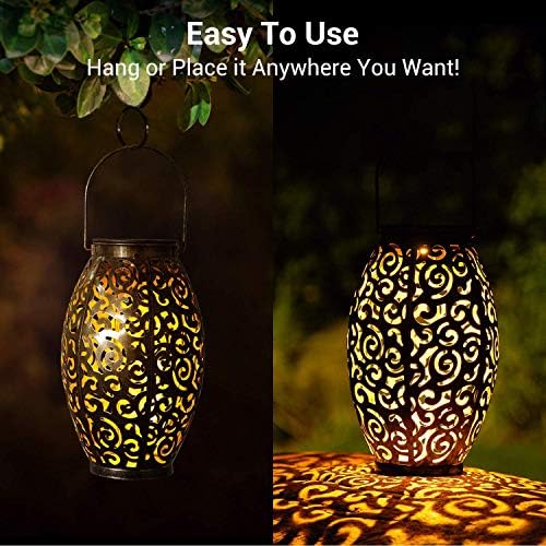 Solar Lanterns Outdoor Waterproof, 2 Pack Solar Garden Lanterns, LED Hanging Lanterns Solar Powered with Handle, Garden Decorative Retro Metal Solar Light for Table Pathway Walkway, Gardening Gifts - Image 3