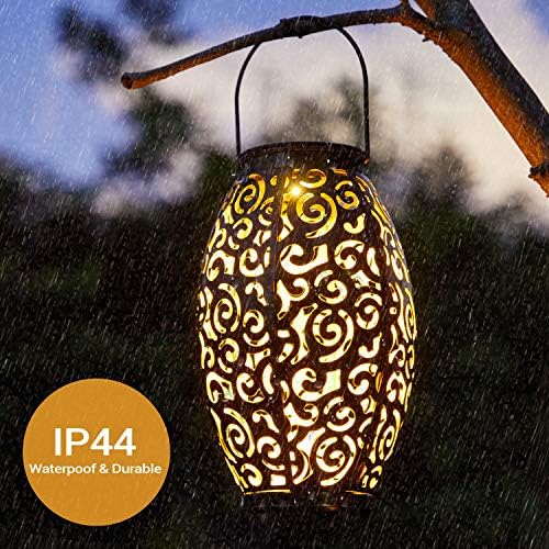 Solar Lanterns Outdoor Waterproof, 2 Pack Solar Garden Lanterns, LED Hanging Lanterns Solar Powered with Handle, Garden Decorative Retro Metal Solar Light for Table Pathway Walkway, Gardening Gifts - Image 4